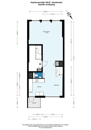 Floor plan - Haarlemmerdijk 100D, 1013 JG Amsterdam 